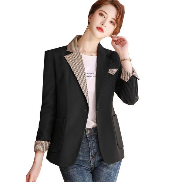 

women's suits & blazers 2021 arrival fashion blazer women black khaki long sleeve slim temperament jacket ladies plus size 4xl coat wit, White;black