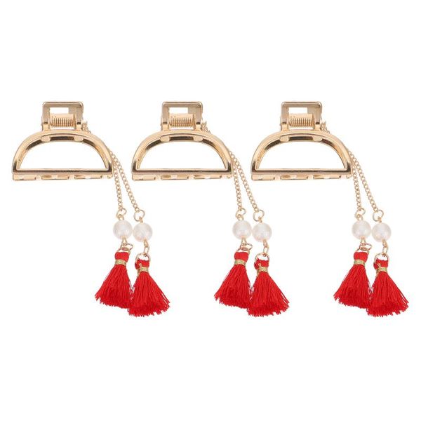 

hair clips 3pcs dangle pearls tassel claw clip clamp accessories
