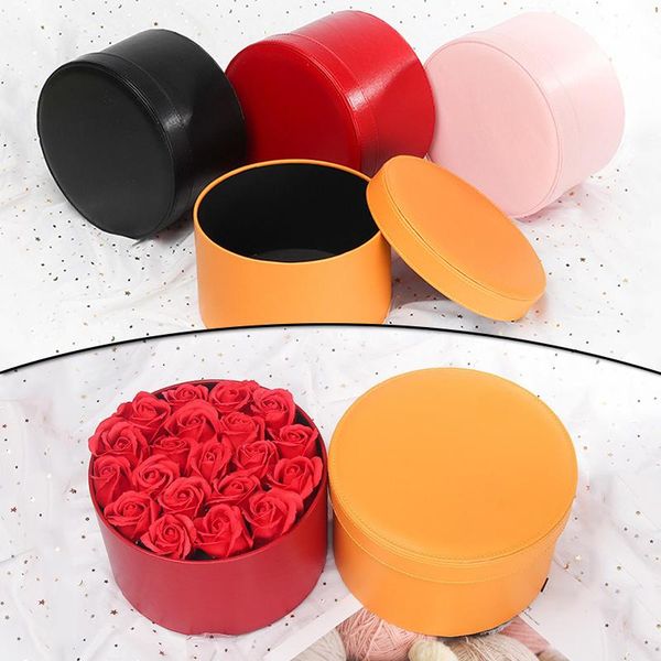 

round leather flower boxes gift packaging box chinese valentine's day tanabata decoration wedding candy wrap