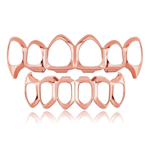 

jewelry hollowed out fangs set hip hop trendy real gold plating teeth grillz, Silver