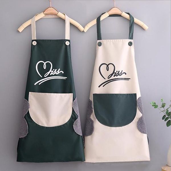 

aprons household waterproof hand-wiping kitchen apron heart love polyester bibs home accessory