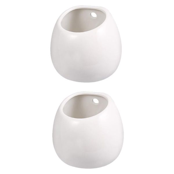 

planters & pots 2pcs decorative white ceramic flower wall hanging succulents flowerpots