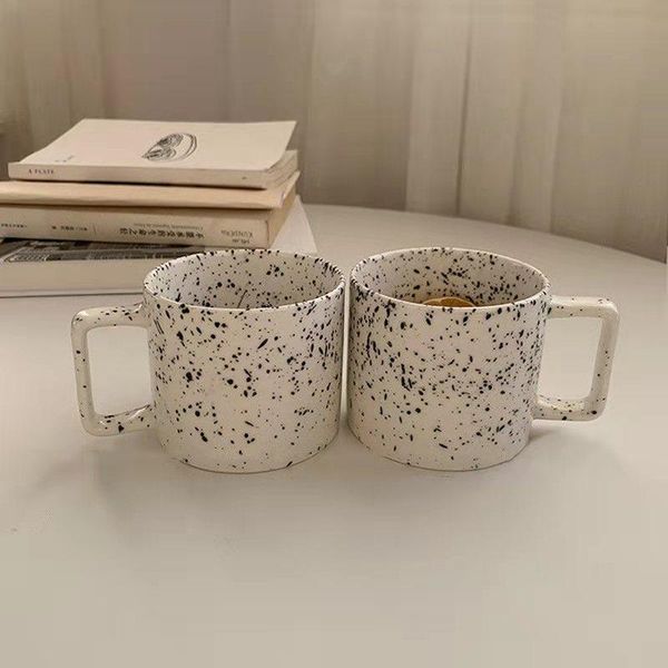 

mugs nordic creative coffee mug with square handgrip black splash-ink cups for milk water tea tableware gift friends
