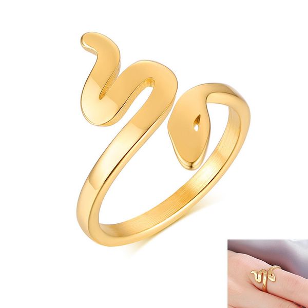 

2mm stainless steel opening ring gold-color little snake rings temperament women engagement wedding bands, Silver