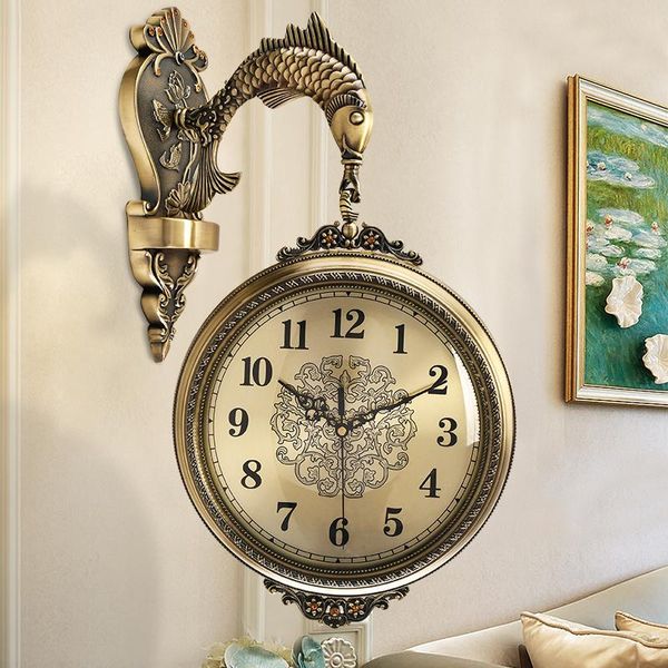 

metal double-sided wall clock american living room silent two-sided watch creative personality quartz clocks