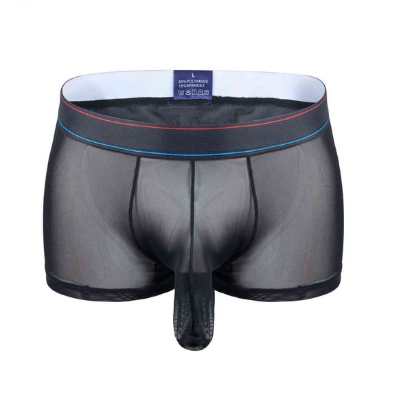 

underpants gay underwear men boxer shorts ultra-thin transparent mesh panties man low waist capsule cueca calzoncillo -xxl, Black;white