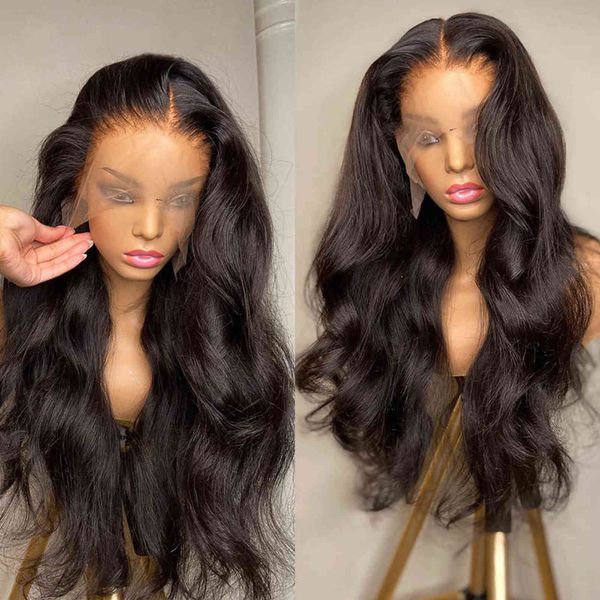 

30 32 34 36 38 40 inch body wave human hair wigs 4x4 5x5 13x4 lace wig for bla women pre plued, Black;brown