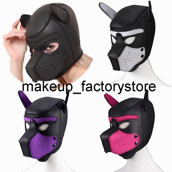 Massage Marke Neue Mode Gepolsterte Latex Gummi Rolle Spielen Hund Maske Party Maske Welpe Cosplay Voller Kopf mit Ohren SM Sex Spielzeug Für Paare