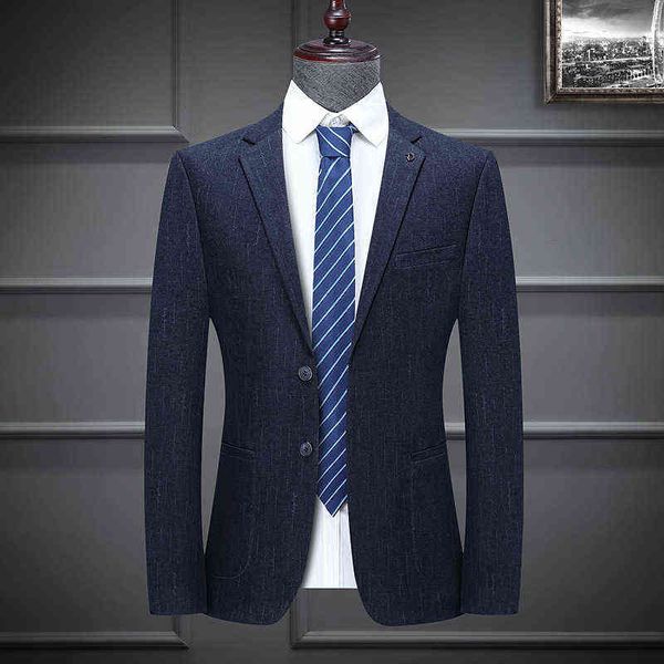 

luxury suits blaze middle aged busins leisure slim fit korean men's suit 2021 autumn and winter thick single wtern coat, Black