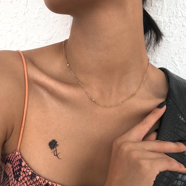 

chains lalynnly female fashionable simple thin clavicle chain necklace rhinestone wholesale for women 2021 trend n9197, Silver
