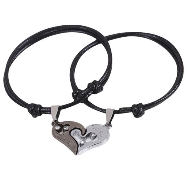 

hand catenary selling pair of simple lovers bracelet key love lock bracelet jewelry, Black
