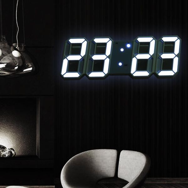 

wall clocks led digital clock modern design watch 3d living roomdecortable alarm nightlight luminous deskbedside