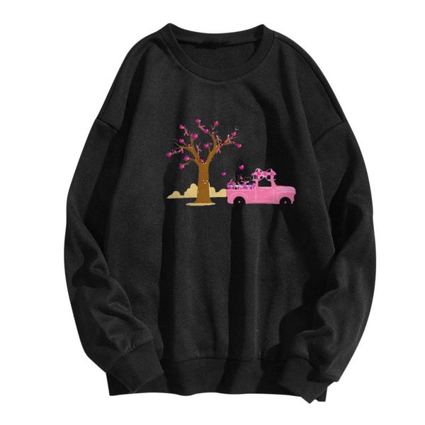 

women's hoodies & sweatshirts 2021 harajuku retro truck print women loose streetwear sweatshirt american oversized pullover, Black