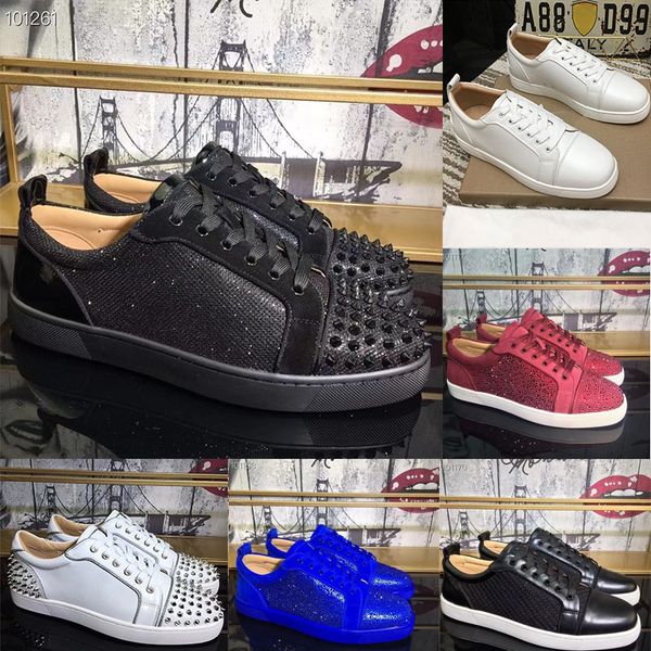 

designer shoes red bottom shoess studded spikes sneakers men women trainers fashion platform insider sneaker low cut suede shoe size 35-48, Black
