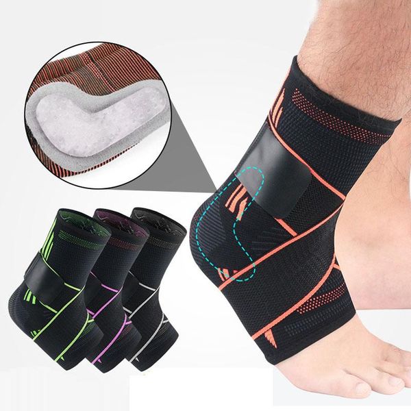 

ankle support 1 pair sports elastic strap belt pressurized basketball volleyball silicone anti-collision brace protector, Blue;black