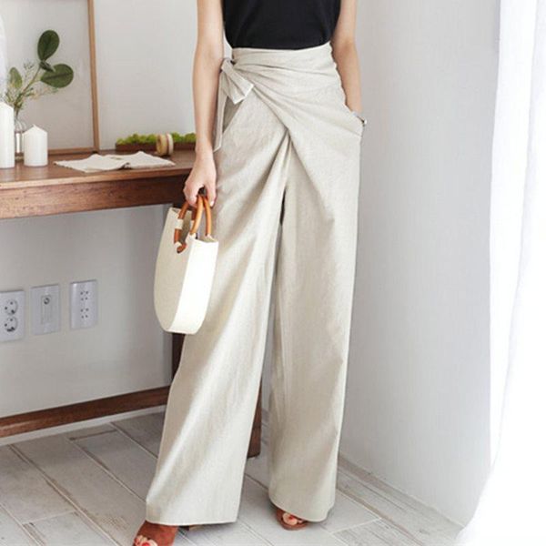 

women's pants & capris fall 2021 vintage office ladies elegant korean style black women loose wide legs high waist plain female fashion, Black;white
