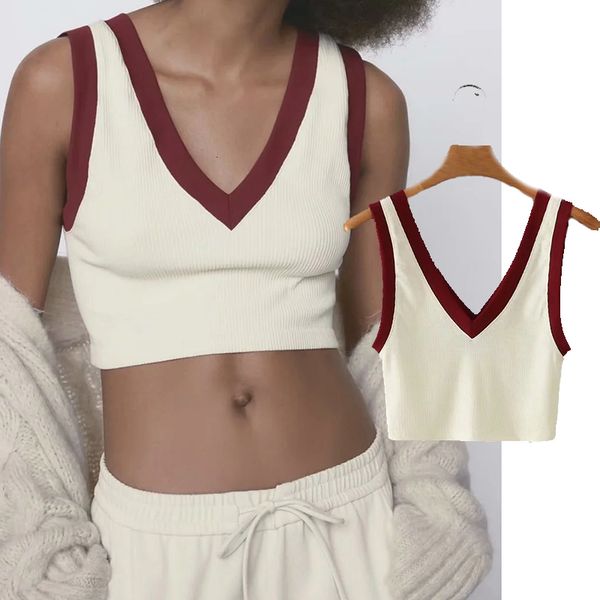 

women's sweaters 2021 ladies new fashion summer contrasting v-neck sleeveless cropped waist slim streetwear bjsw, White;black