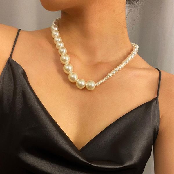 

chokers jewelry fashion simple size pearl mix and match necklace women ethnic style, Golden;silver
