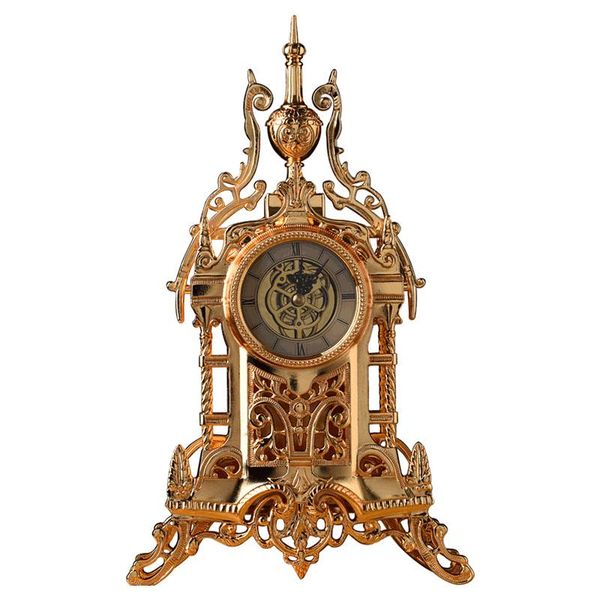 

european style luxury watch retro fireplace clock decoration of metal desk in living room office table & clocks