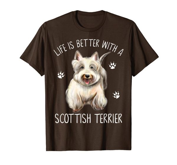 

life is better with a scottish terrier funny dog lover gift t-shirt, White;black
