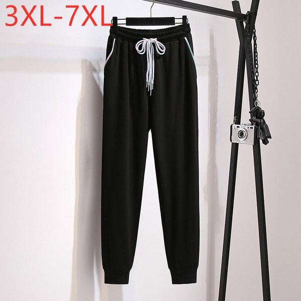 

plus size pants fashion spring autumn jogger for women large cotton black drawstring sports trousers 3xl 4xl 5xl 6xl 7xl