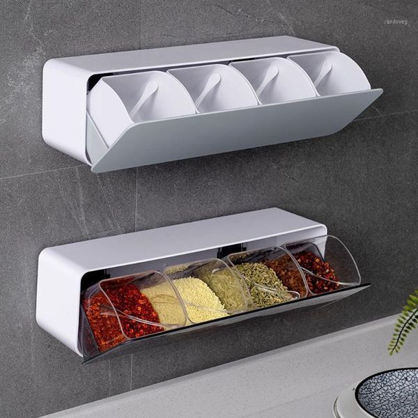 

storage bottles & jars spice box multi compartment containers for home kitchen wall cooking tools mounted with lid
