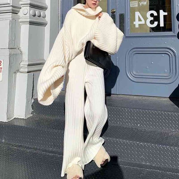 

european american autumn soft and thin knitted wide-leg pants, Black;white