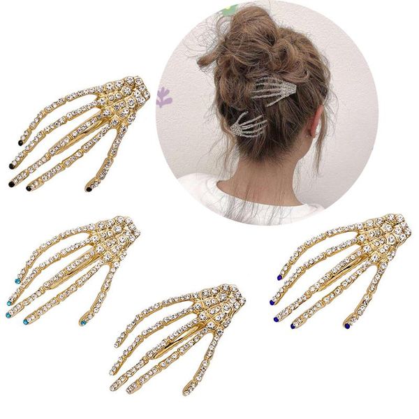 

hair clips & barrettes 1pcs skull hand bone hairpin gripper ghost skeleton hairclips claw accessories, Golden;silver