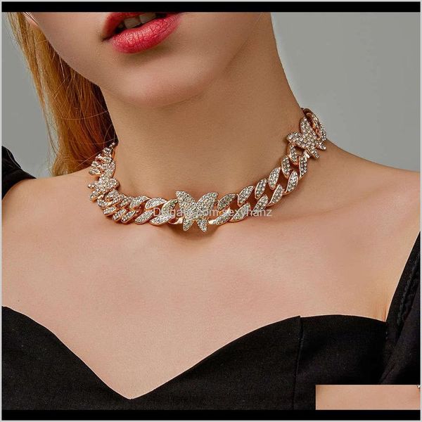 

necklaces & pendants jewelry drop delivery 2021 pendant personality cuban diamond butterfly womens national style full adjustable necklace j, Silver