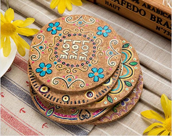 

mats & pads 2021 4pcs cork wood drink coasters tea coffee cup mat table decor bottle tableware