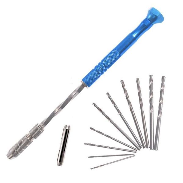 

professional hand tool sets 0.5-3mm blue lengthening semi-automatic twist drill set with 10pc small bit