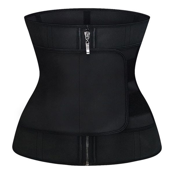 

abdominal belt high compression zipper plus size latex waist cincher corset underbust body fajas sweat trainer shapewear women's shaper, Black;white