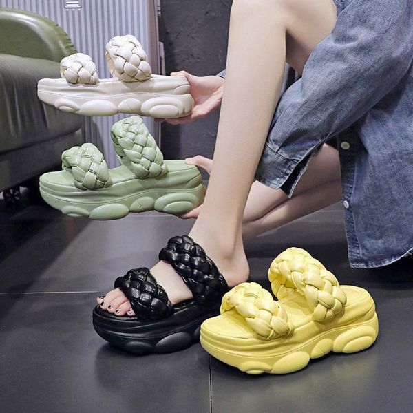 

flat shoes female woman's slippers slides fashion platform med 2021 luxury beach summer cotton fabric pu women f, Black