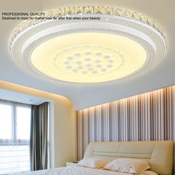 

ceiling lights led crystal lamp master bedroom round warm room simple modern living remote control stepless dimming for home