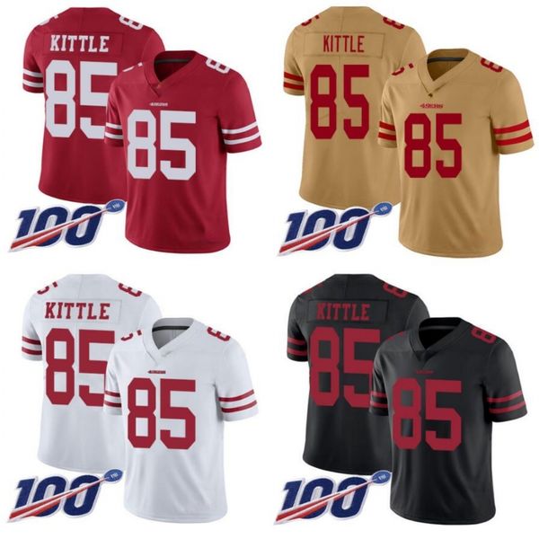 

san francisco 49ers men #85 george kittle women youth 100th jersey, Black;red