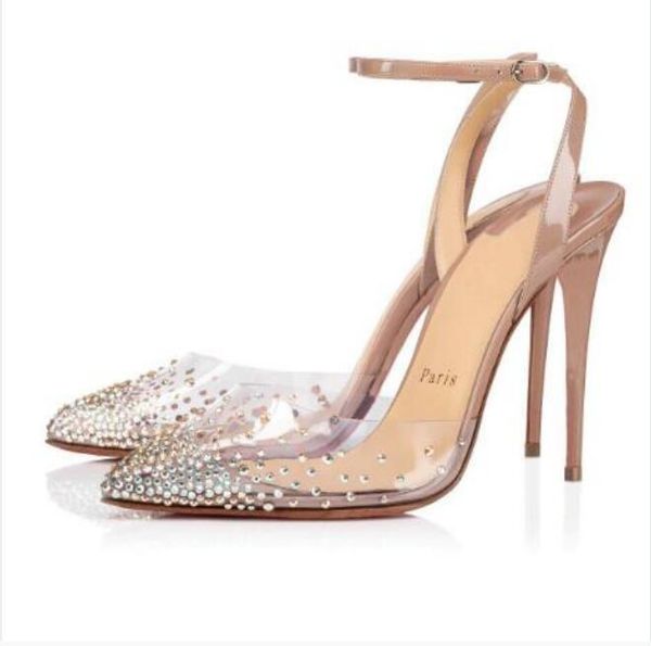 

wedding marry dress shoes nude color flat/ high heels red bottom pumps follies strass degrastrass imported mesh+rhinestone party evening sna, Black