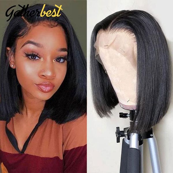 

lace wigs bob wig front human hair short for black womenÂ 13x4 glueless remy, Black;brown