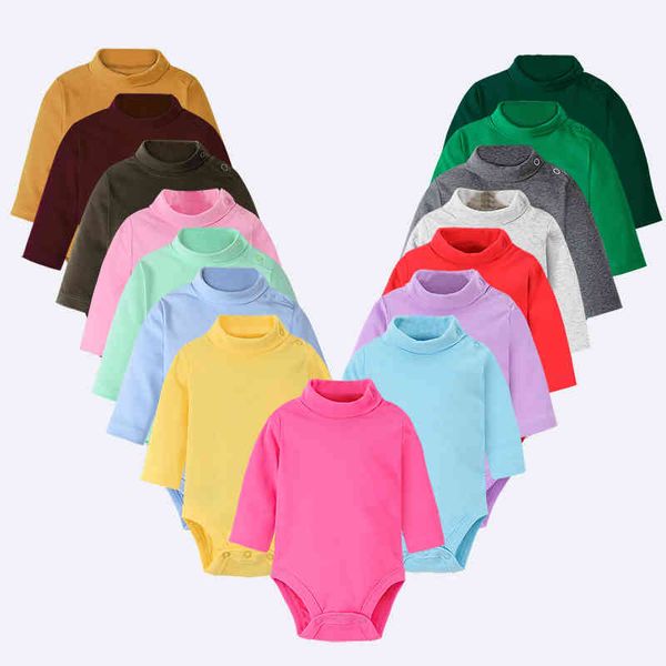 Bebê meninas bodysuits 100% algodão macio macio macacão recém-nascido roupas infantil pijamas de gola alta camisas tops 0 1 2 3 anos 210413