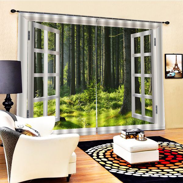

p window curtain foggy forest luxury blackout living room office bedroom customized size 3d curtains