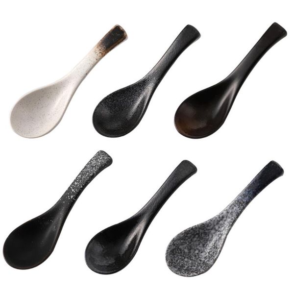 

spoons 6pcs japanese style soup spoon ceramic rice home kitchen tableware