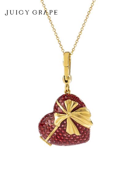 

chokers sweet appointment necklace/ juicy grape/ 18k real god plating/ love your girl heart enamel necklace, Golden;silver