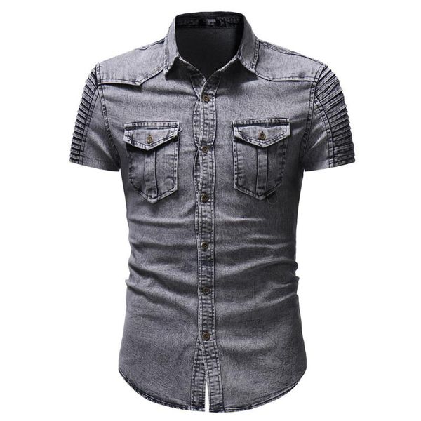 

men's casual shirts brand clothing 2021 men denim shirt mens long sleeve soft cotton slim male elastic jeans cowboy, White;black