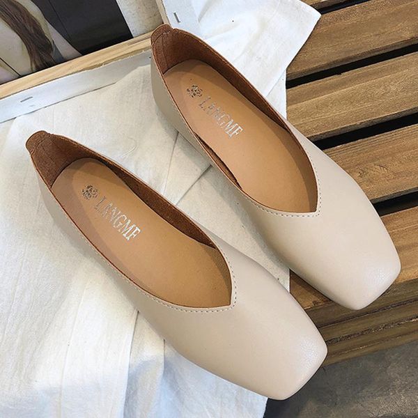 

dress shoes fashion women flat shoe elegant shallow low-heeled sandals 2021 beige korean slippers square toe slip-on simple woman, Black