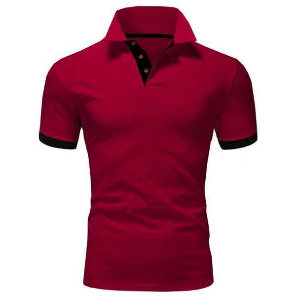 

men's polos summer short sleeve shirt men fashion shirts casual slim solid color business clothing, White;black