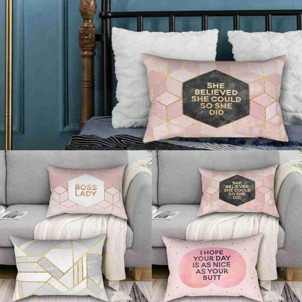 

pillow case marbling style fashion simple cushion rectangular s pattern lumbar double-sided decorative cushions for sofa d8r9