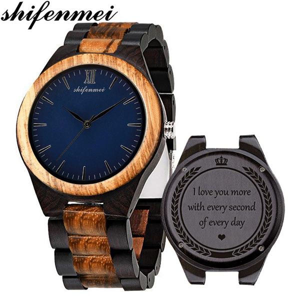 

wristwatches shifenmei man watches 2021 personalized engraved men sports watch custom wooden male relogio masculino, Slivery;brown