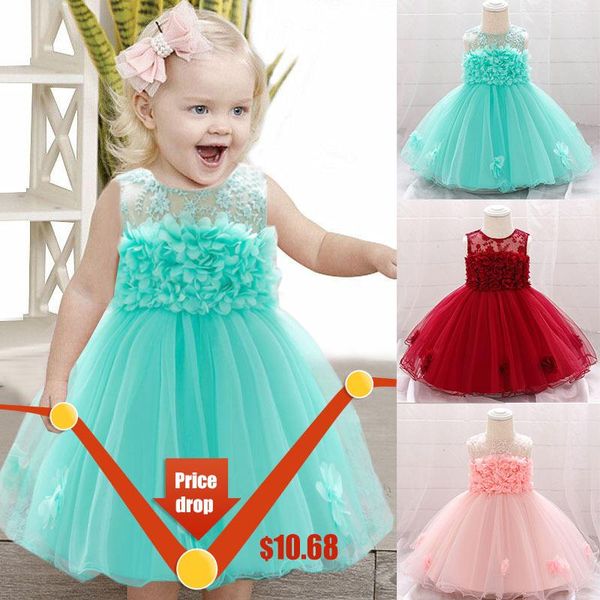 

girl's dresses baby girl dress for party princess wedding birthday flower kids clothes first communion gown children clothing 0 3 month, Red;yellow