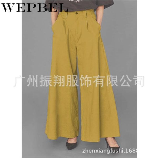 

women's loose casual wide leg pants autumn fashion solid color high waist pocket ankle-length & capris, Black;white