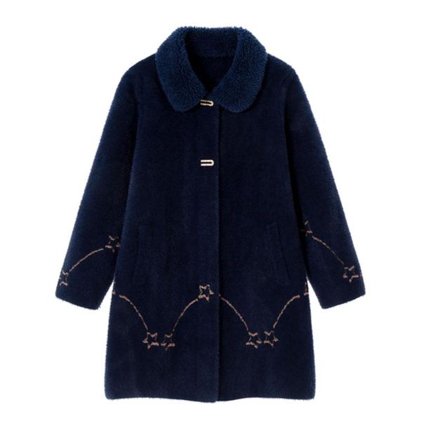 

women's trench coats wywan 2021 winter imitation mink fleece coat mid-length plus size autumn and cashmere, Tan;black