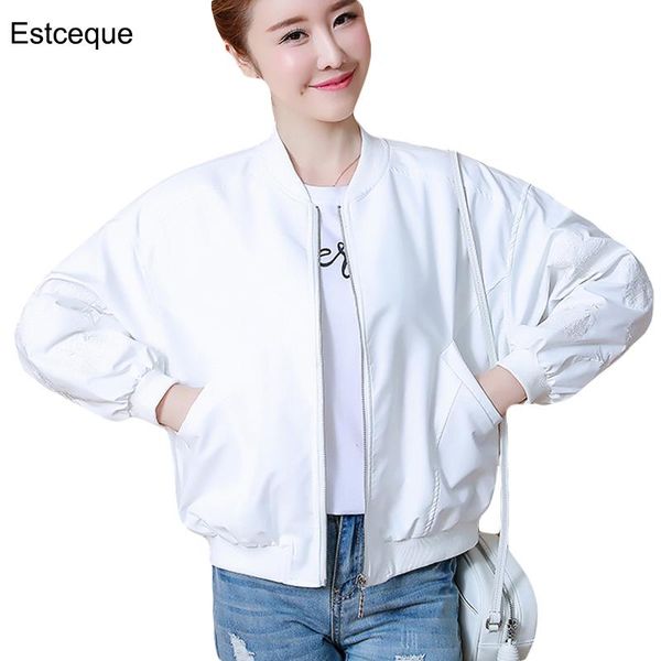 

women's jackets embroidered sequins short jacket women 2021 spring korean harajuku loose white kpop zip up cropped, Black;brown